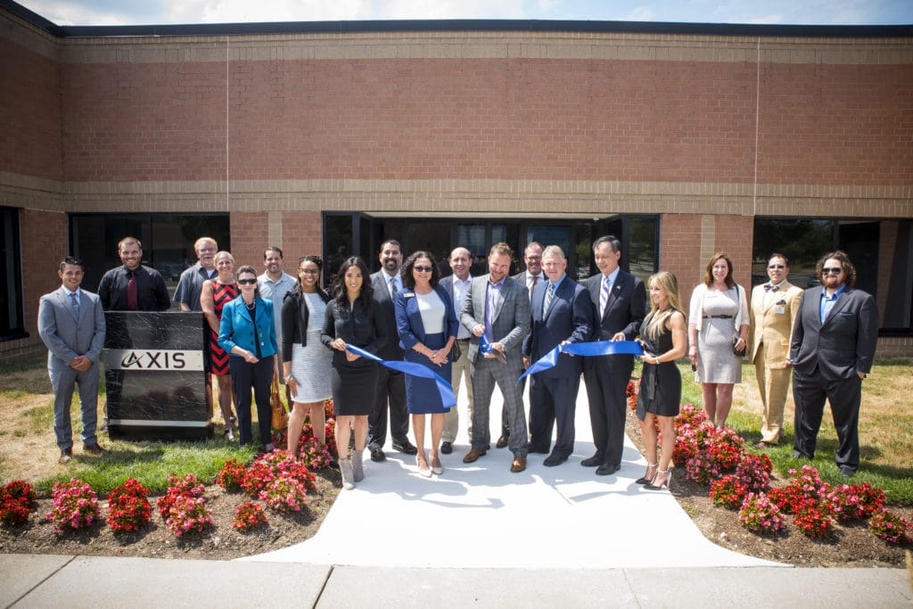 Axis RT Team at ribbon cutting for the Columbia facility