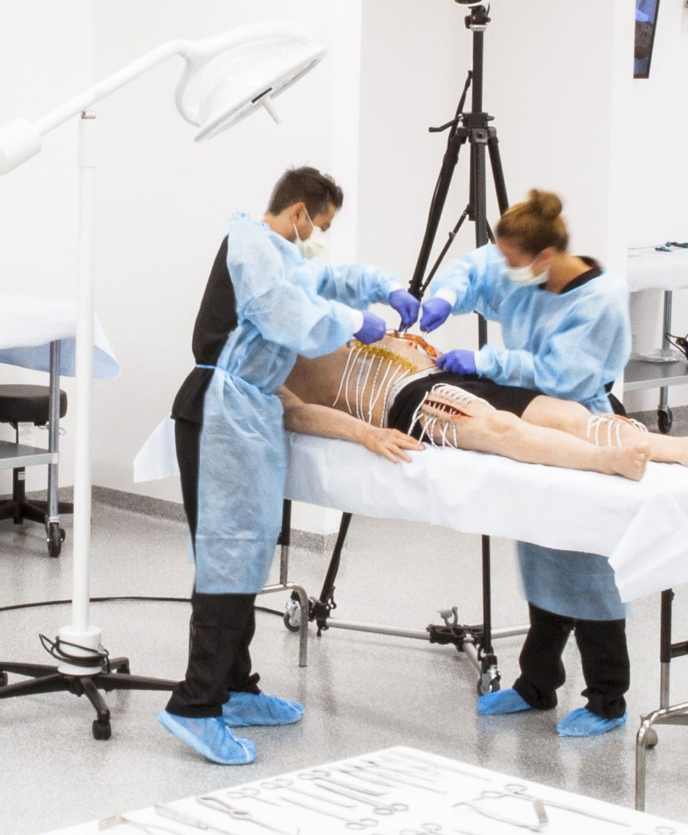 students in white skills lab