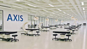 Axis showroom that displays the tools used in surgical education